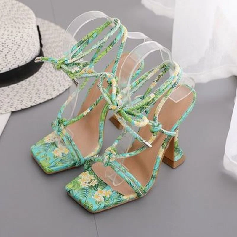 

New Arrivals Summer Women's Sandals Lace-up Cross-Strap High Heels Gladiator Sandals Open Toe Spike Heel Ladies Shoes