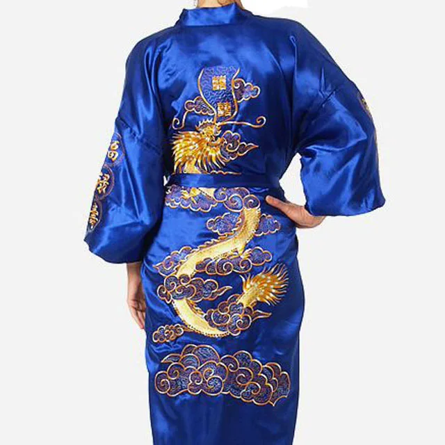 

Young Lady Embroidery Dragon Robe Nightwear Sexy Loose Comfortable Bathrobe Sleep Dress Plus Size 3XL Softy Home Dressing Gown