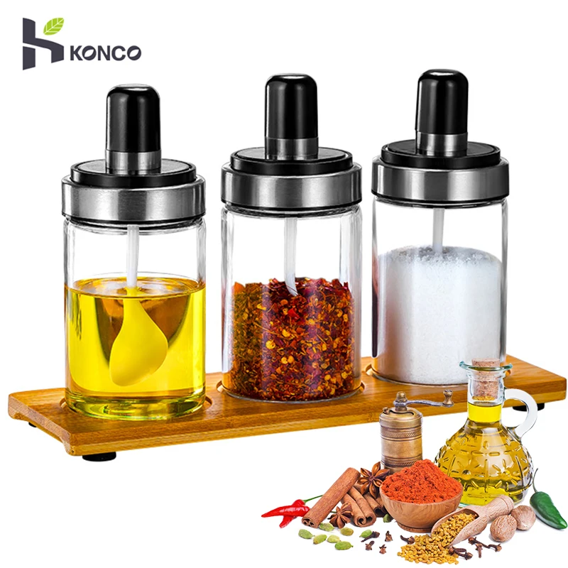Konco кухонные принадлежности бутылка для приправ с ложкой приправа банка специй