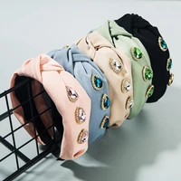 ins fashion wide headband for women colorful cloth hairband bowknot crystal headwear for girls hair accessories wholesale