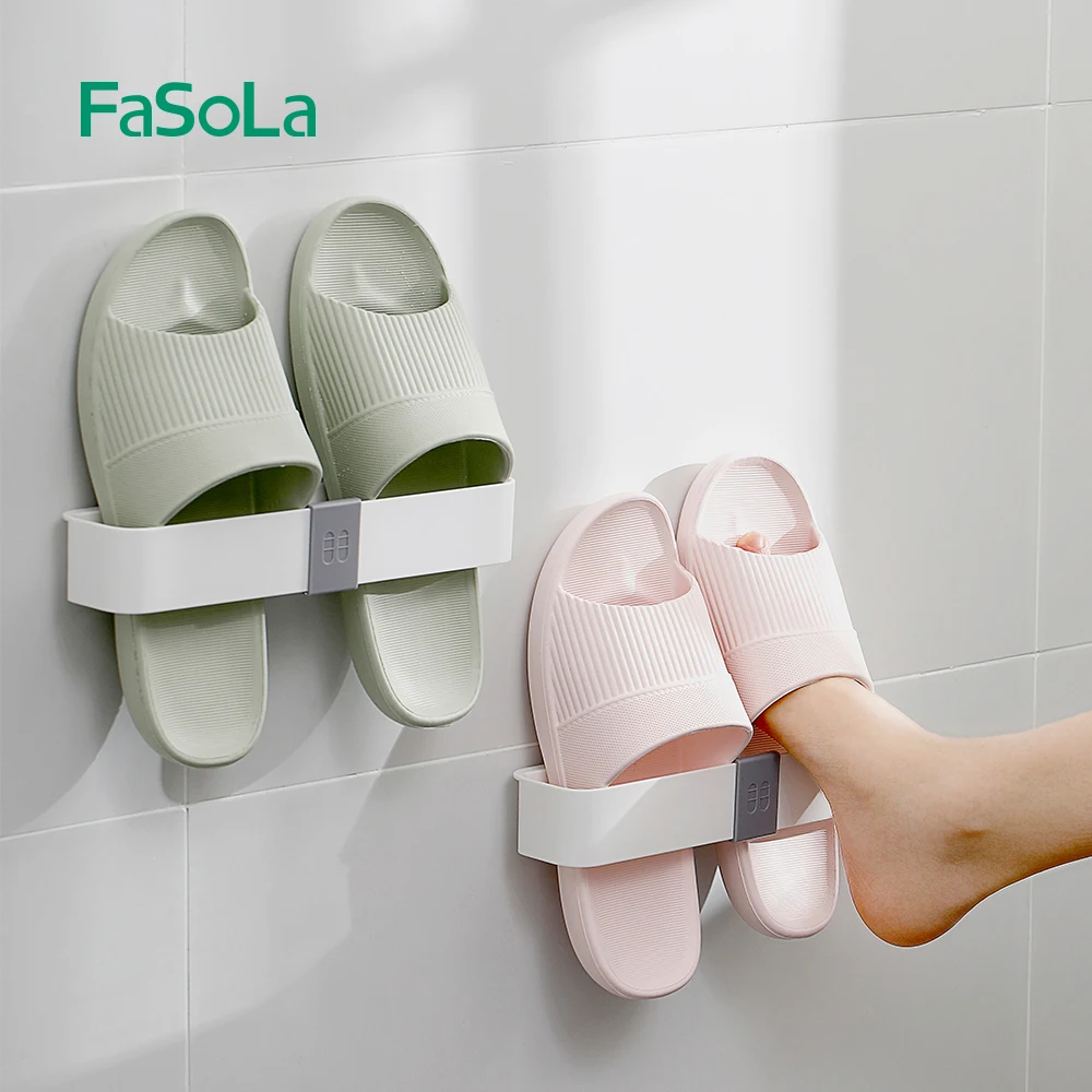 

FaSoLa Shoerack Slippers Rack Shoes Organizer Plastic Wall Hanging Shoes Storage Towel Rack Hook Bathroom Accessories