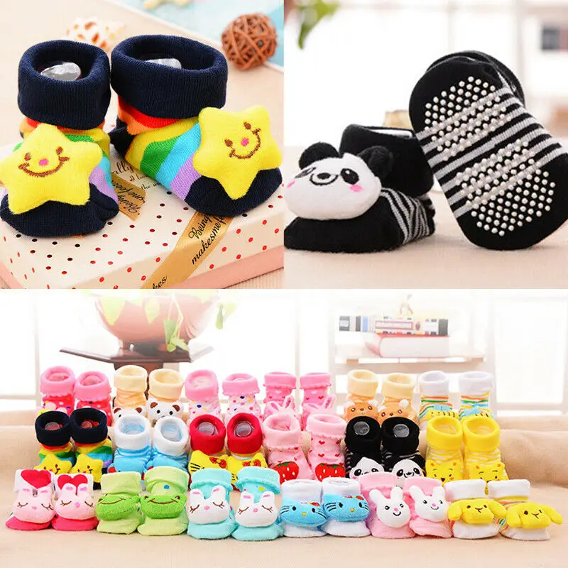 Детские Разноцветные носки для новорожденных с мультяшным рисунком