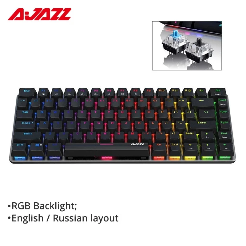 

Ajazz AK33 RGB Mechanical Keyboard 82 Keys Layout Black Switch LED Backlit Aluminum Portable Wired Gaming Keyboard for Gamer