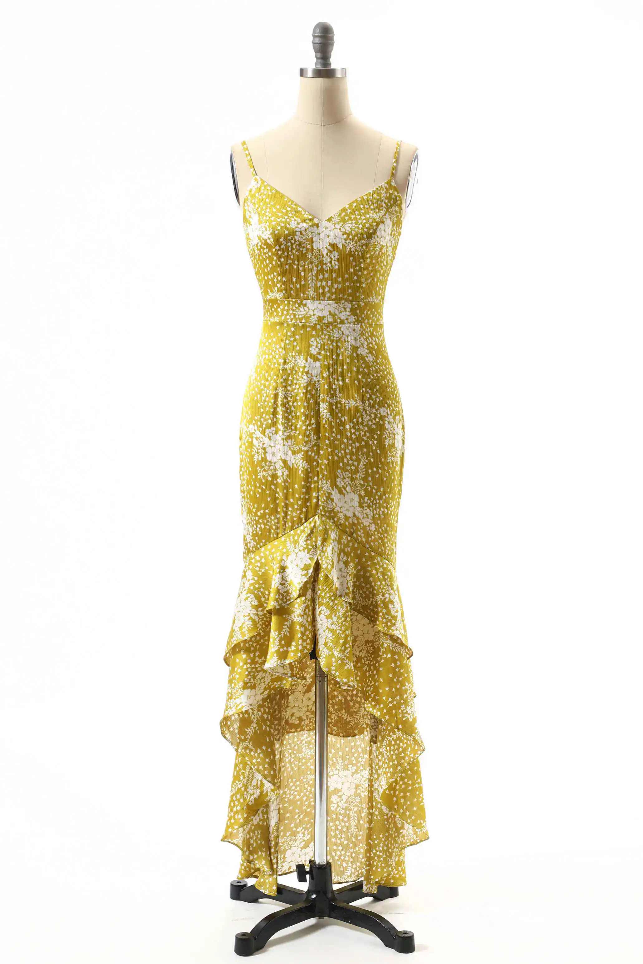 

Berylove Yellow Dotted Prom Dress Elegant Christmas Party Dress Ruffles Celebrity Dress Formal Tiered Evening vestidos de noite