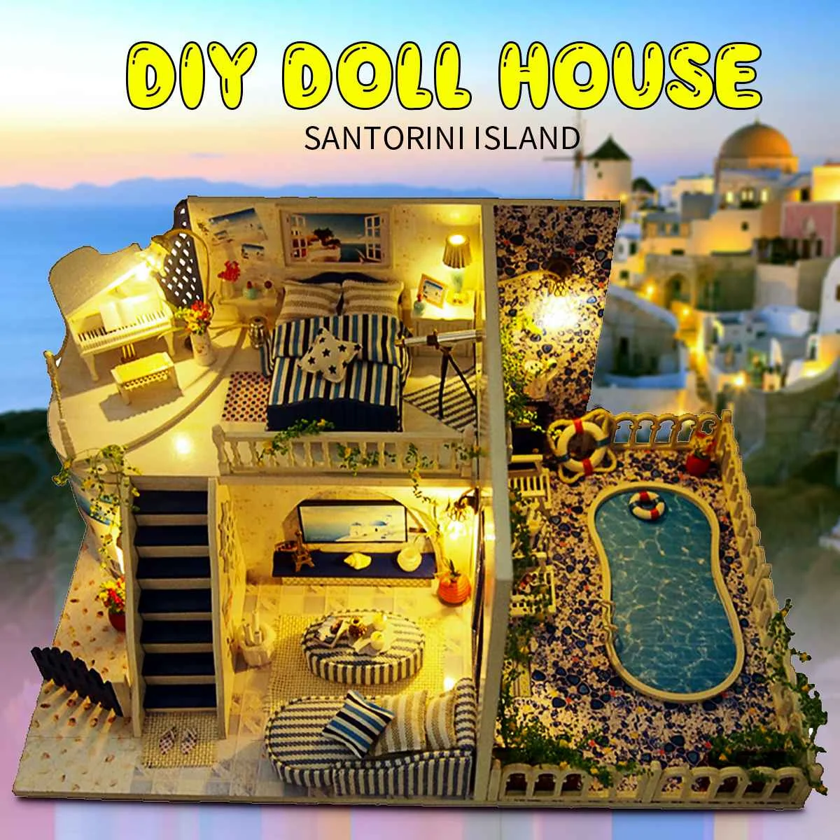 

Doll House Furniture DIY Miniature 3D Wooden Miniatures Kit LED Light Dollhouse Toys for Children Birthday Gifts Educational Toy