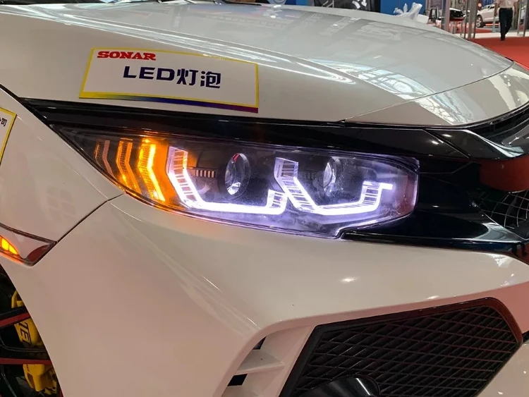 

TaiWan made 1set 2016 2017 2018 2019y car bumper head light for Honda Civic fog car accessories headlight for Civic lens light