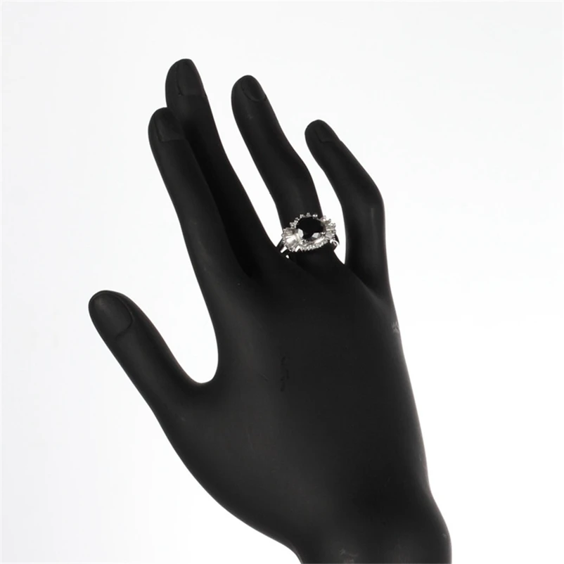 Eulonvan 925 Sterling Silver Wedding Rings Jewelry &amp Accessories For Women Christmas Gift Black Cubic Zirconia S-3718 Size 6 8 9