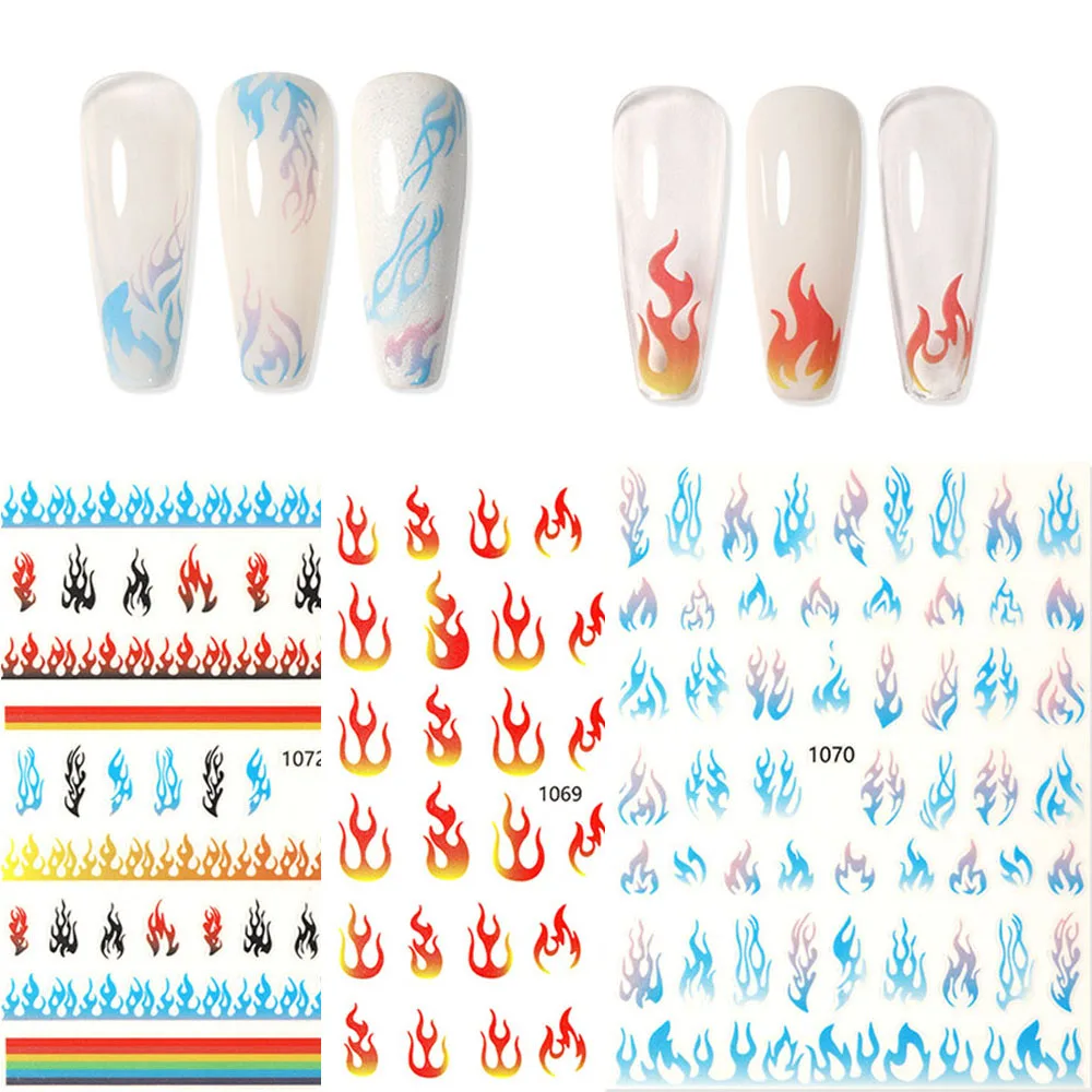 3d-наклейка с рисунком пламени наклейка для ногтей Слайдеры маникюра сделай сам