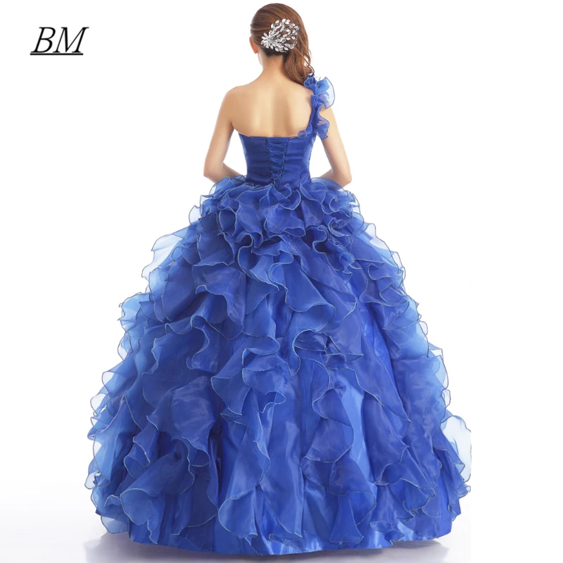Фото Новое платье Quinceanera на одно плечо BM, бальное платье с бисером для выпускного вечера для девочек 16, праздничное платье принцессы на день рождения BM776 №4