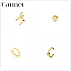 Автоклав 1 шт. Earcuff 925 пробы Серебряные серьги для Для женщин прозрачный фианит с изображением луны и звезд, серьги-Клипсы из нержавеющей стали, модные серьги в форме W5