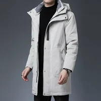 Down Jacket Men Long Thick Winter Jackets Hooded Down Coat Men Solid Fashion Overcoat Outerwear Warm Men Long Down Jacket