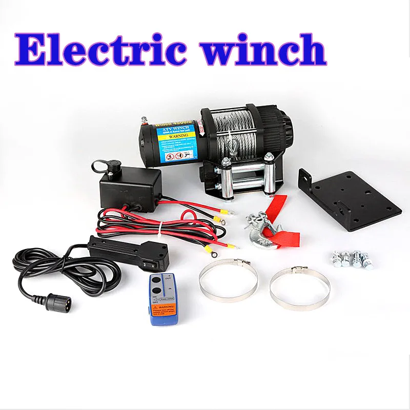 Winch car tuning electric winch  2000/3000/4000 /4500/6000/9500/12000lb12v Handle/wireless Wire rope ATV winches for Beach buggy