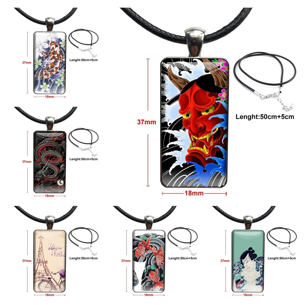 Японский художественный плакат с татуировкой, кулон из стекла на заказ, ожерелье с подвеской в виде Галактики, женское ожерелье со стальным покрытием, ювелирные изделия для женщин
