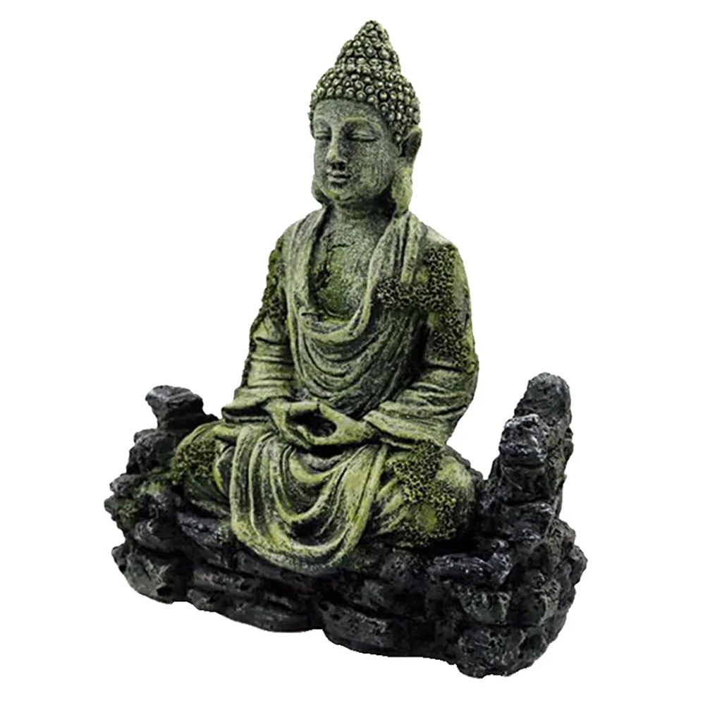 

Fish Tank Decorations Resin Buddha Statue Aquarium Ornament Aquatic Caves Hide Hut, 5.51 x 2.76 x 6.89inch