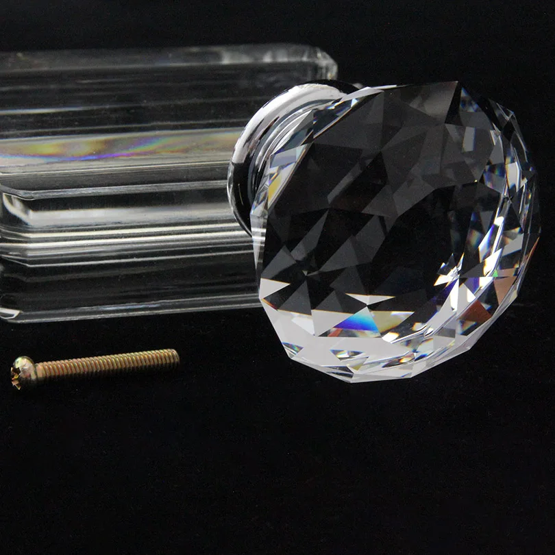 High Quality Single Hole Crystal Handle For Furniture European Style Glass Drawer Knobs Crystal Cabinet Pull Furniture Handle