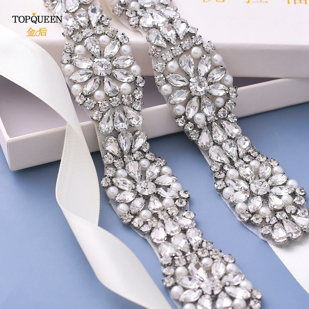 TOPQUEEN S338 нарядное платье свадебный пояс Роскошные жемчужные стразы свадебное