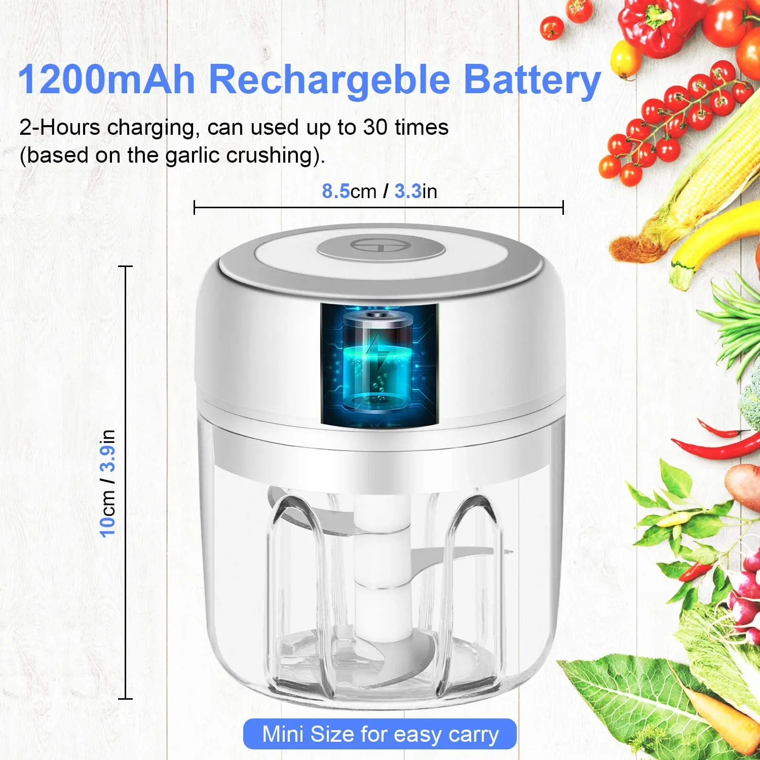 

1100/250ml Electric Garlic Masher Garlic Press Vegetable Chili Meat Garlic Chopper Press USB Masher Machine Kitchen Gadgets