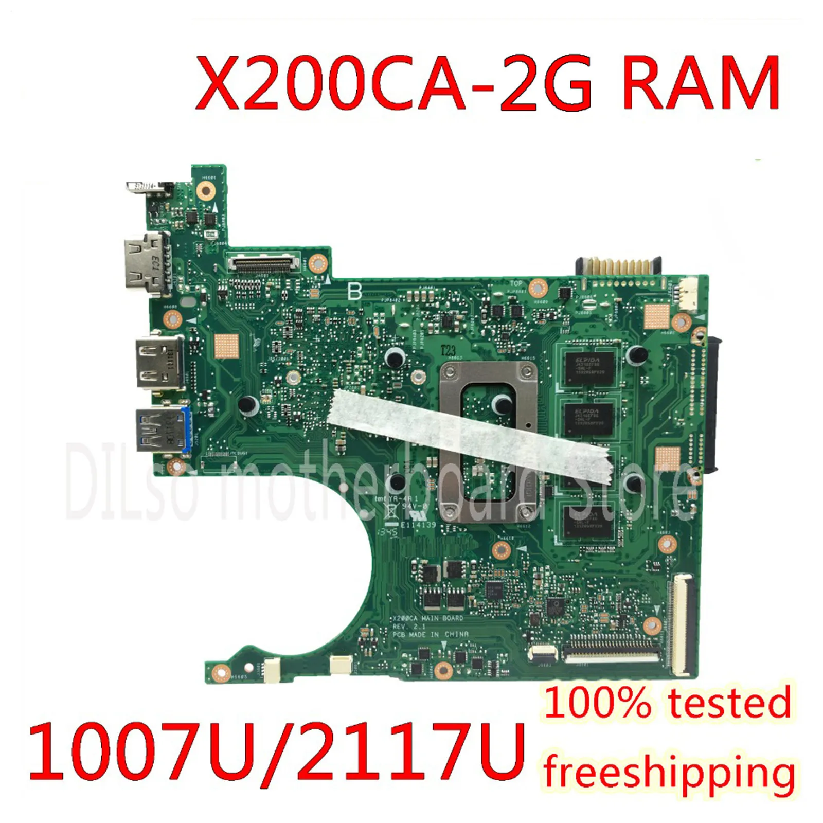 

KEFU X200CA For ASUS X200CA X200CAP Laptop Motherboard 1007U/2117U CPU 2GB MEMORY Motherboard REV2.1 100% Test WORK