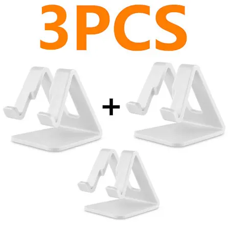 3pcs white Универсальный настольный держатель для планшета, мобильного телефона, держатель с противоударной силиконовой накладкой, крепкая пластиковая подставка-держатель для сотового телефона, крепление - Цвет: 3pcs white