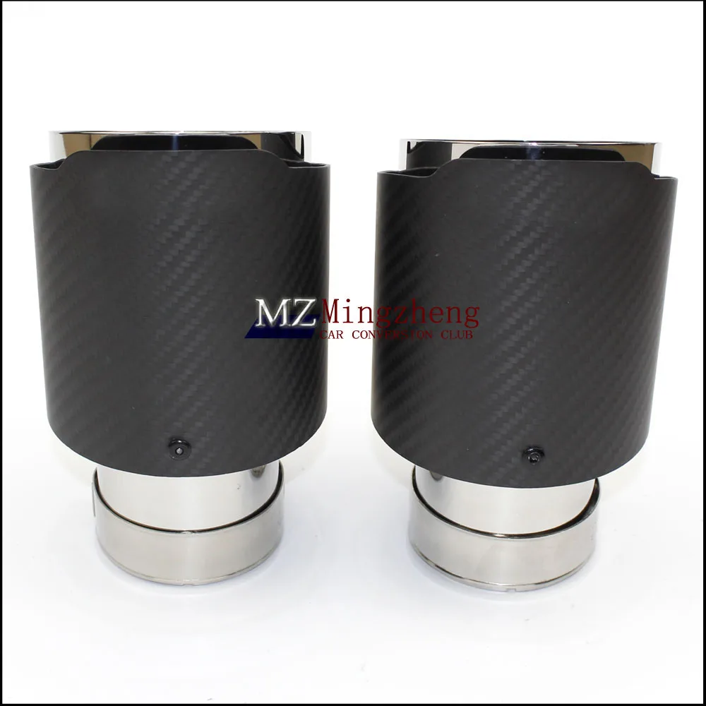 1Pcs car styling Carbon fiber + stainless steel universal Auto a.k exhaust tip tailtip end pipe for bmw V W golf | Автомобили и