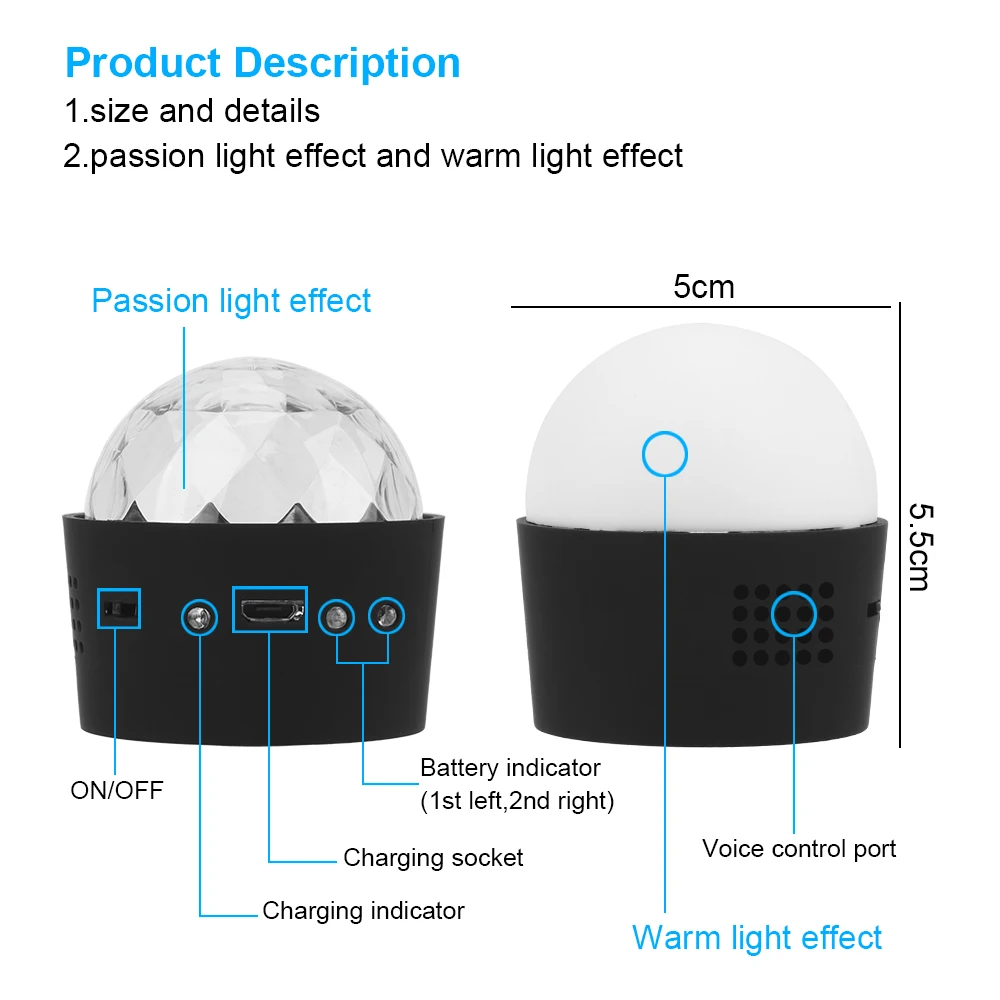 

DJ Party Lights Sound Activated Rotating Disco Ball Car Interior Atmosphere Lamp USB Car Ambient Light RGB LED Stage Lights