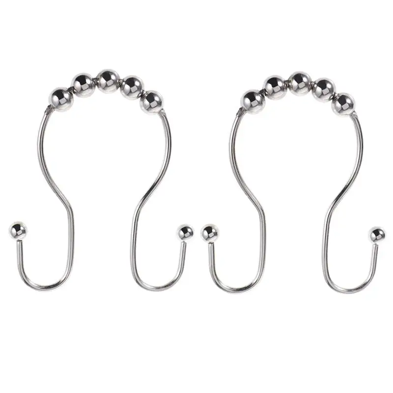 4 шт. крючки для занавесок душа практичное скольжение штор из нержавеющей стали