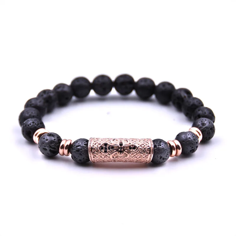 Популярный мужской браслет с перекрестными бусинами из натурального камня