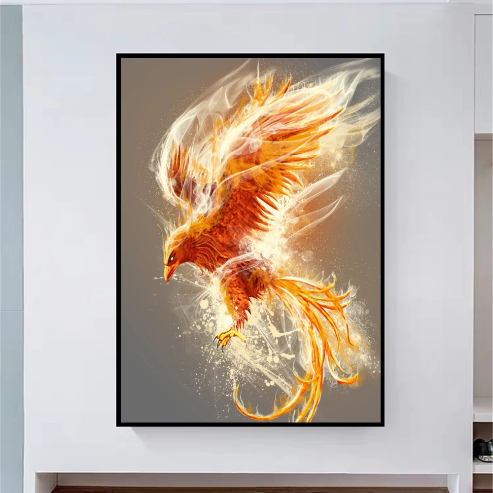 Огонь феникс на стену для домашнего декора анималистический настенный
