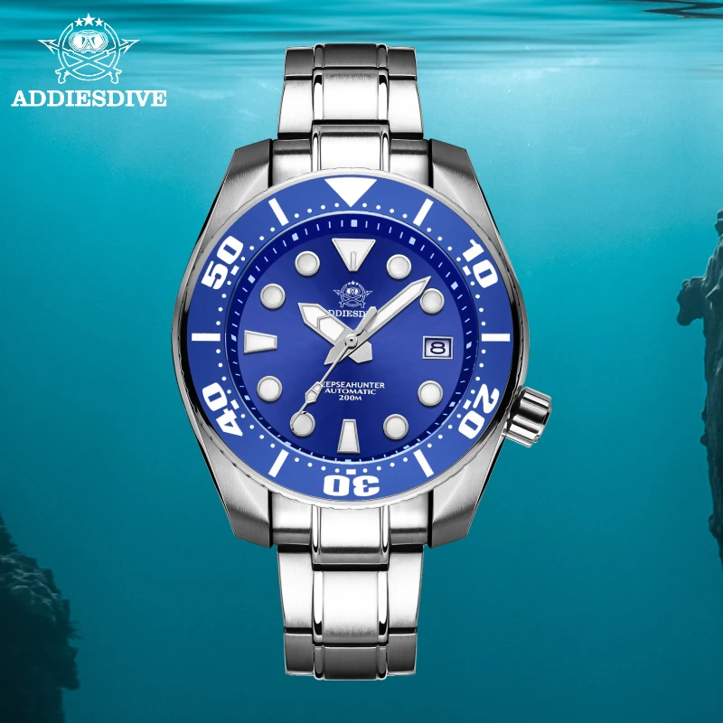 

Addies Dive Mens Luminous Watch Black Ceramic Bezel 316L Steel Watch Sapphire Crystal NH35 Automatic mechanical Watch 200m Diver