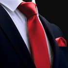 Набор галстуков Ricnais для мужчин, шелковый галстук 8 см, однотонный, красный, золотой, синий, деловой подарок комплекты носовых платков
