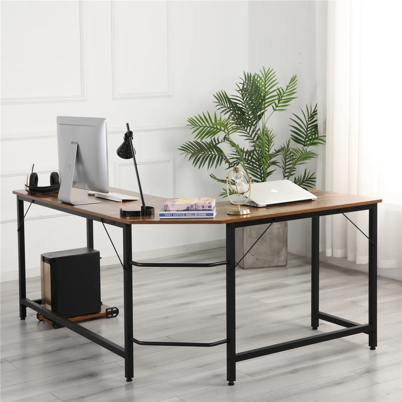

Home Computer Laptop Desk Modern Style Computer Table With Bookshelf Wooden Standing Desks For Home Office Living Room