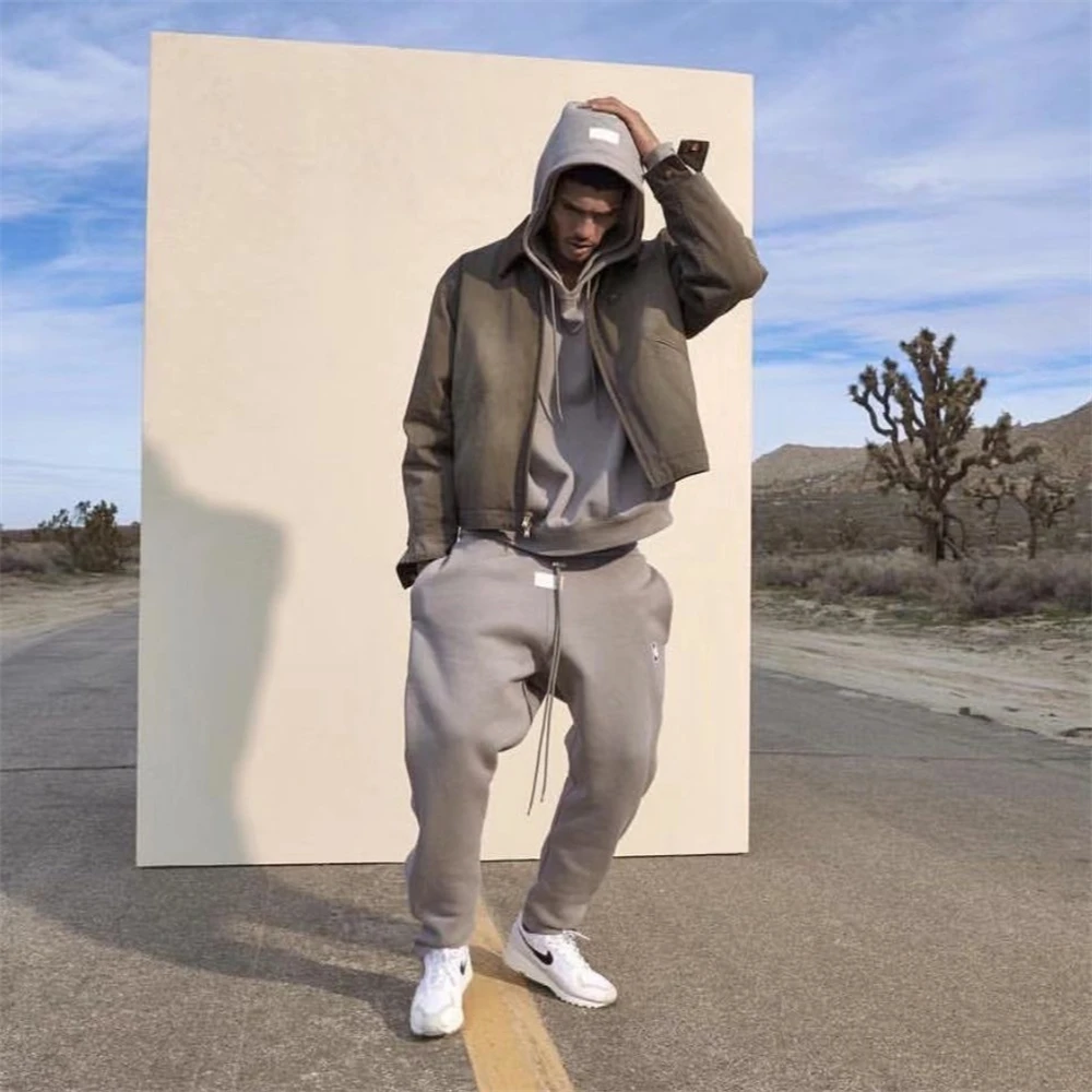 Мужская Спортивная Толстовка KANYE WEST серая толстовка с капюшоном Повседневная в