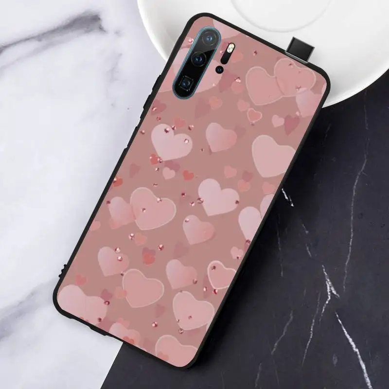 

Gold Rose Love heart bling glitter cover Phone Case For Huawei honor Mate P 10 20 30 40 Pro 10i 9 10 20 8 x Lite