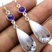 milangirl elegant trendy silver color long water drop crystal white purple female zinc alloy earrings for women wedding jewelry