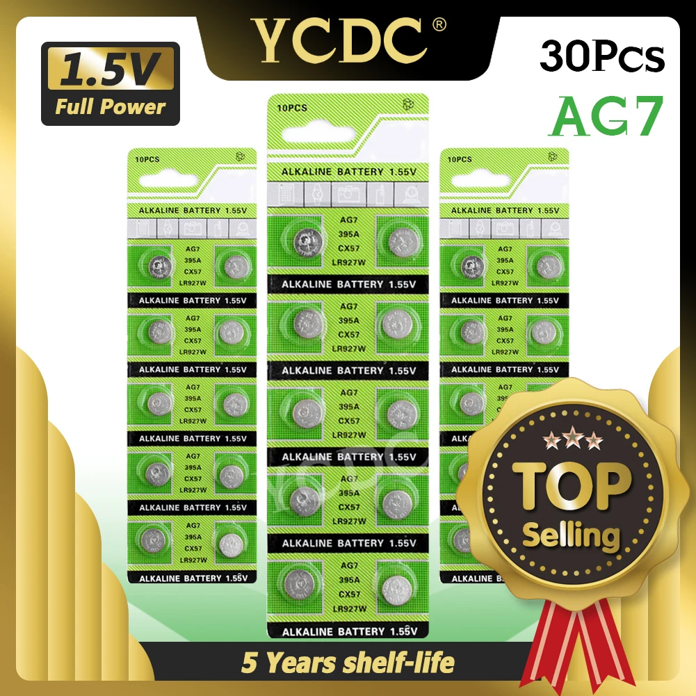 Кнопочная батарея YCDC 30x1 55 в напряжение AG7 щелочные батареи LR927 LR927W SP395 SR57 SR57L SR927