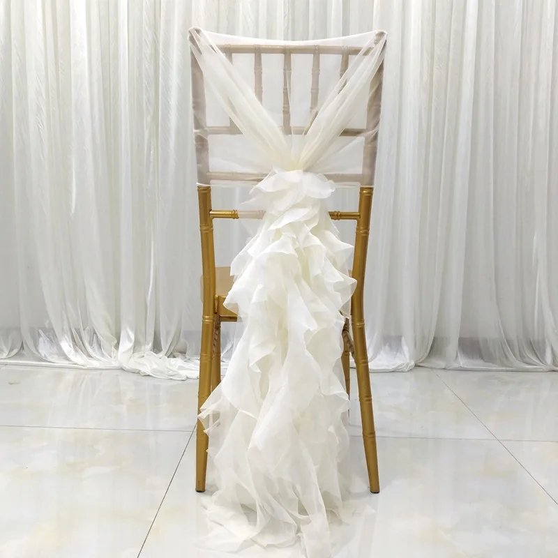 

Fashion Chair Sash with 3D Chiffon Delicate Wedding Decorations Bamboo Chair Covers Wedding Accessories Free Shipping