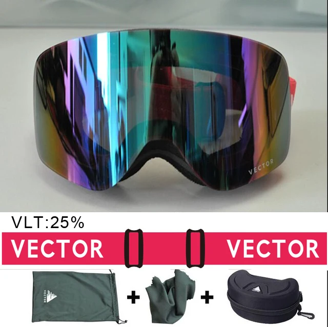 red box Векторные брендовые лыжные очки мужские и женские двойные линзы UV400 противотуманные лыжные очки снежные очки Взрослые лыжные очки для сноуборда - Цвет: red box