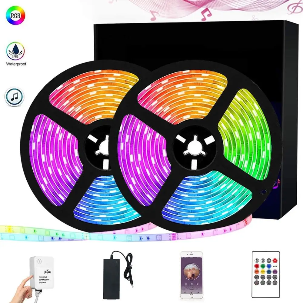 15 м/20 м SMD5050 гибкий RGB музыкальной синхронизации Светодиодные ленты светильник s 24V