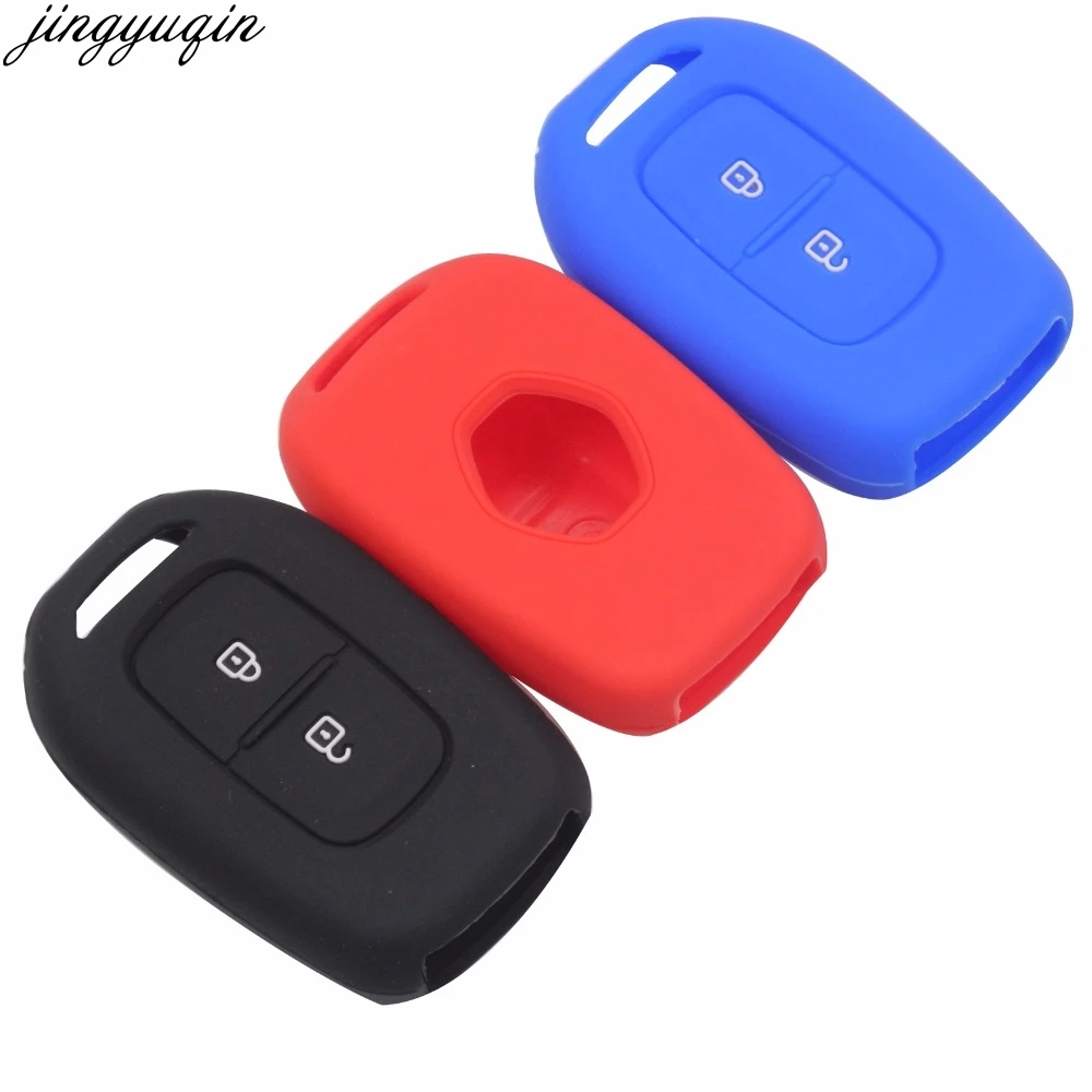 

jingyuqin 2B Remote Silicone Key Case Cover For Renault Scenic Master Megane Duster Logan Clio Captur Laguna Fluence 2016 2017