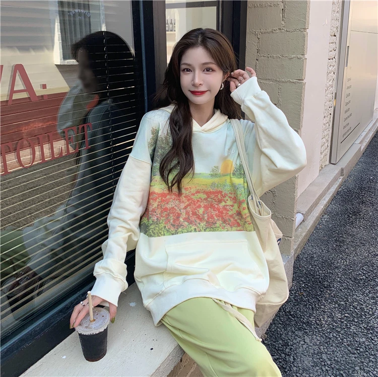 

Женский свитшот с капюшоном и длинными рукавами