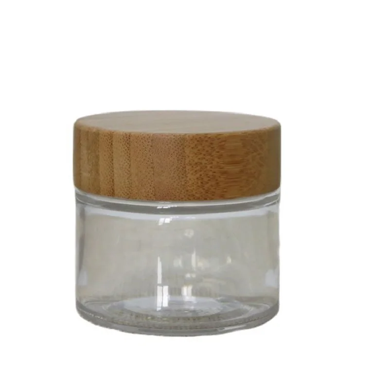 50 г мл прозрачная пластиковая банка бамбуковая деревянная крышка Пластиковый