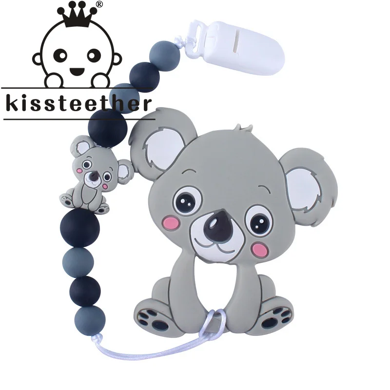 

Kissteether 1set Baby Silicone Pacifier Chain Baby Cute Animal Koala Silicone Molar Teether Anti-lost Chain Baby Molar Products