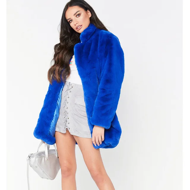 Model B-Blue XIKOI повседневное меховое пальто из искусственного меха Женское пальто из искусственного меха женское короткое пальто зимняя одежда Вечерние пальто из черного меха - Цвет: Model B-Blue