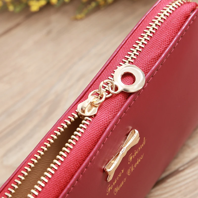 

Long Wallet Women Bow Purses Fashion Coin Purse Card Holder Wallets Female High Quality Money Bag PU Leather Wallet