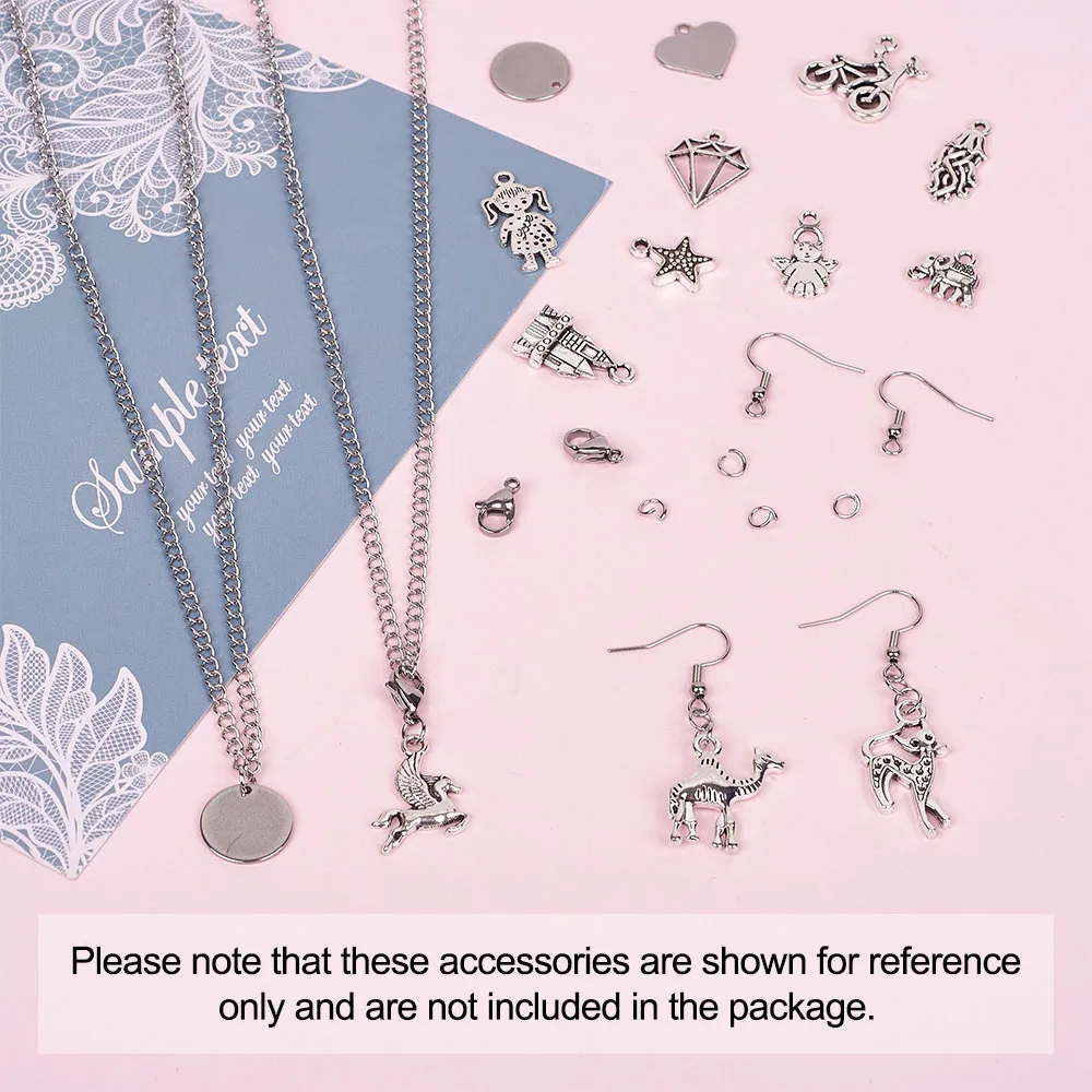 

1Set Mix Shape Alloy Pendants 304 Stainless Steel Curb Chains & Earring Hooks & Tag Charms For DIY Necklace Making Accessories