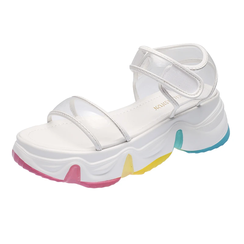 Женская прозрачная обувь из ПВХ Босоножки на массивной платформе Модель 2020 года