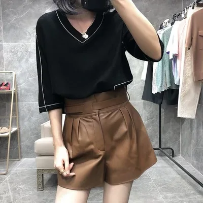 MESHARE New Fashion Real Genuine Sheep Leather Shorts G7
