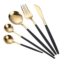 4pcslot stainless steel golden black luxury dinnerware knife fork spoon set safe cutlery kitchen mirror polishing cutlery