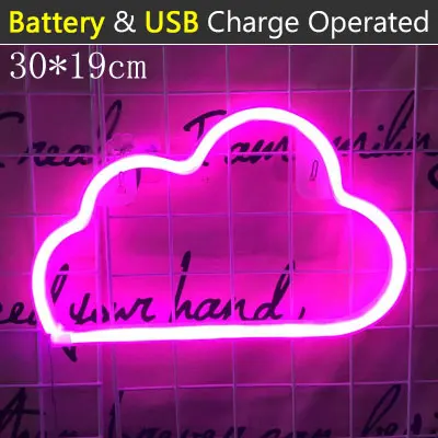 Cloud - Pink Светодиодный неоновый ночник с дизайном облака, художественный декоративный светильник s, пластиковый настенный светильник для детской комнаты, праздничный светильник, рождественские, вечерние - Испускаемый цвет: Cloud - Pink
