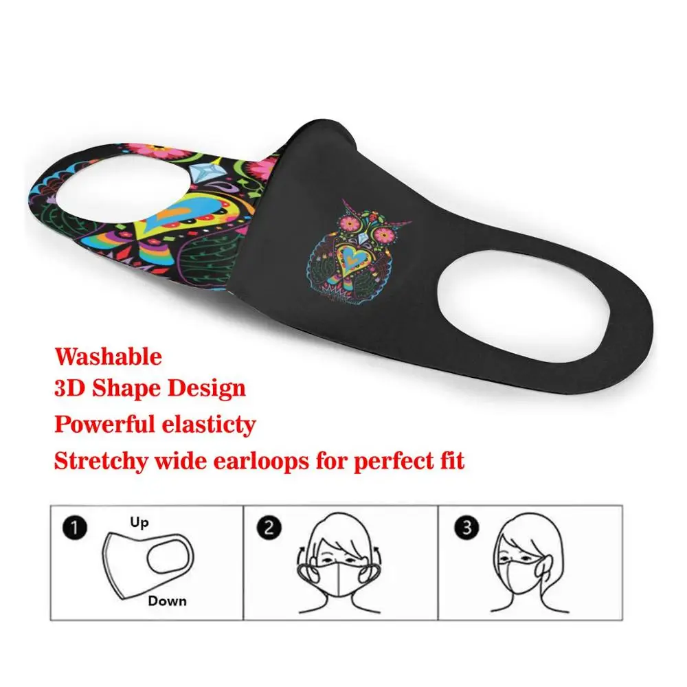 Маска-Антивирусная хлопковая для лица с фильтром День мертвых Совы | Аксессуары